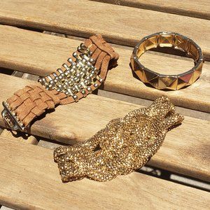 3 Gold tone Sparkle Fashion Bracelets! NEW